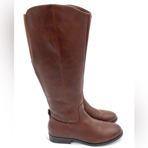 WOMENS SIZE 9 Universal Threads Brown Riding Boots With Stretchy Calf